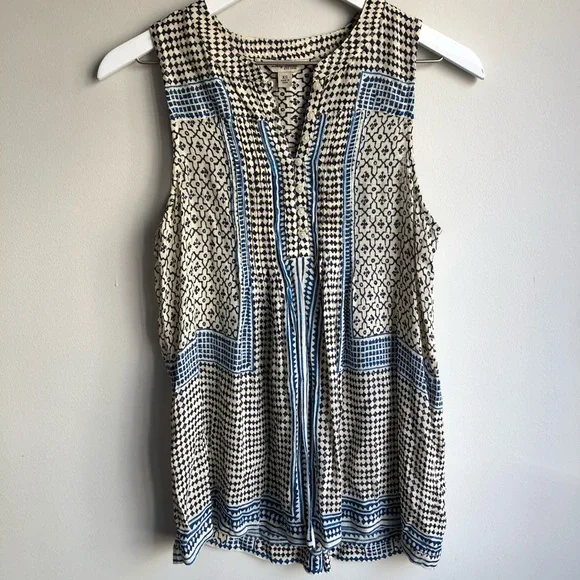 Lucky Brand Printed Sleeveless Tank Top Size XS - Picture 1 of 7